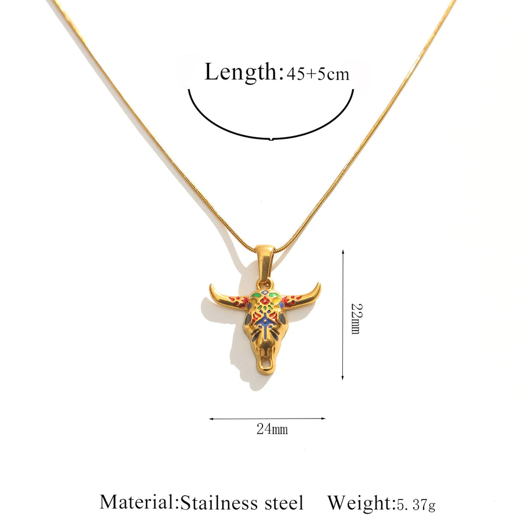 Vintage cowboy punk style pendant necklaces in stainless steel, for men and women.