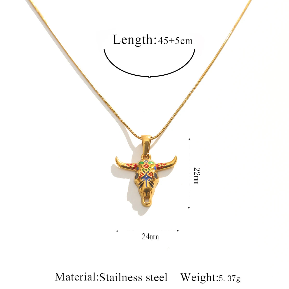Vintage cowboy punk style pendant necklaces in stainless steel, for men and women.
