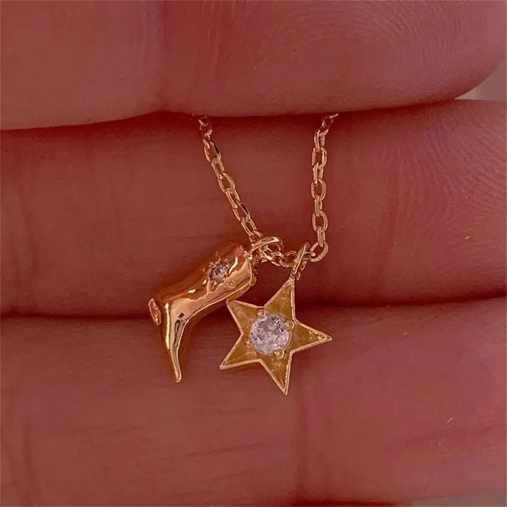 Stainless steel waterproof denim boot pendant necklace