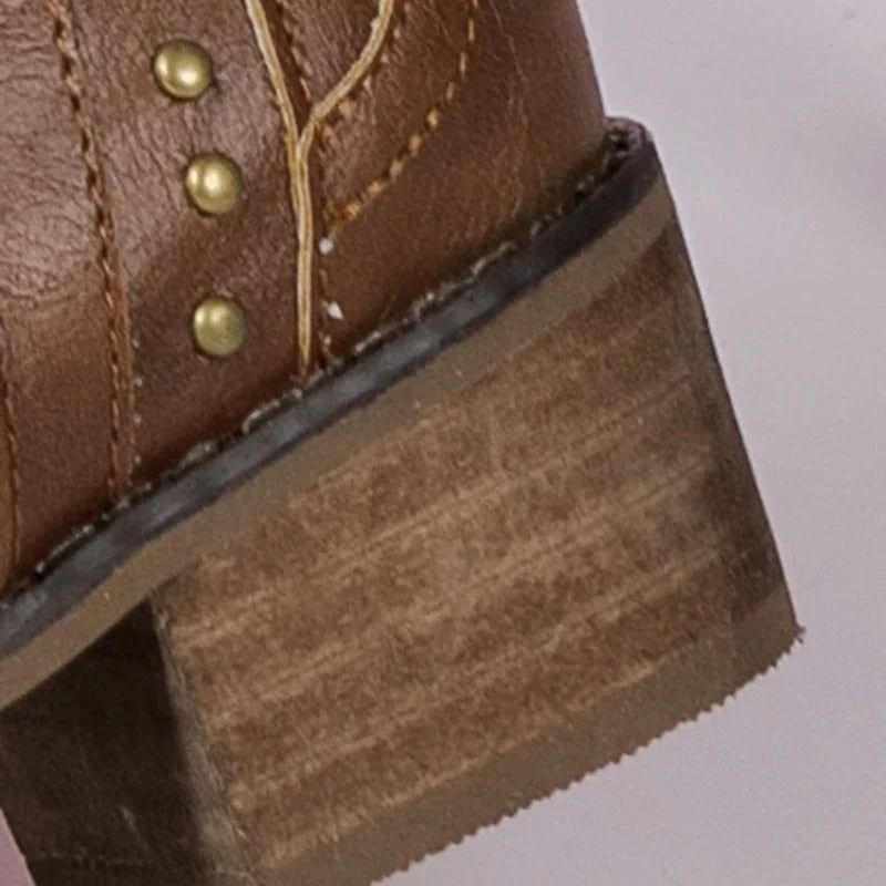 Retro mid-calf cowboy boots
