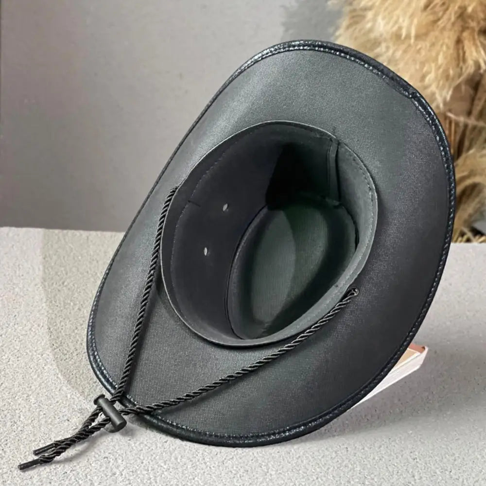 Set of 2 vintage western style cowboy hats with Y2K punk star-shaped buckle.