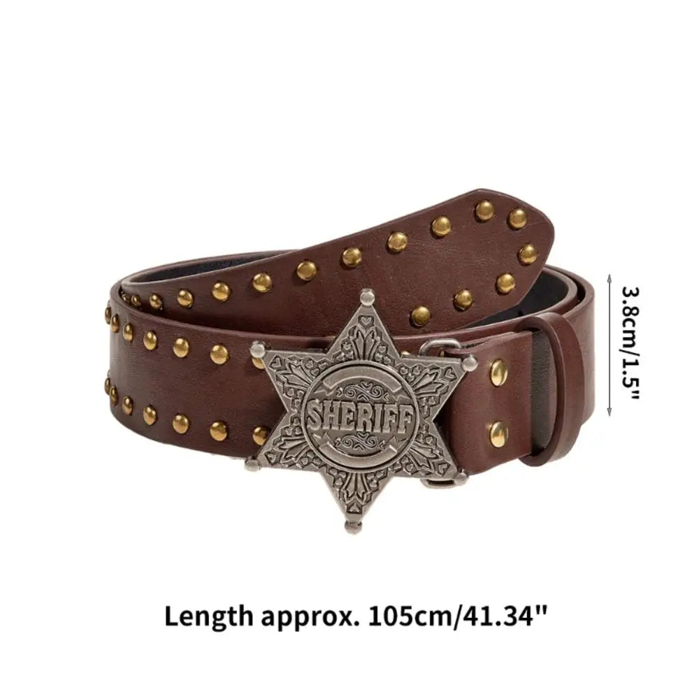 Set of 2 vintage western style cowboy hats with Y2K punk star-shaped buckle.